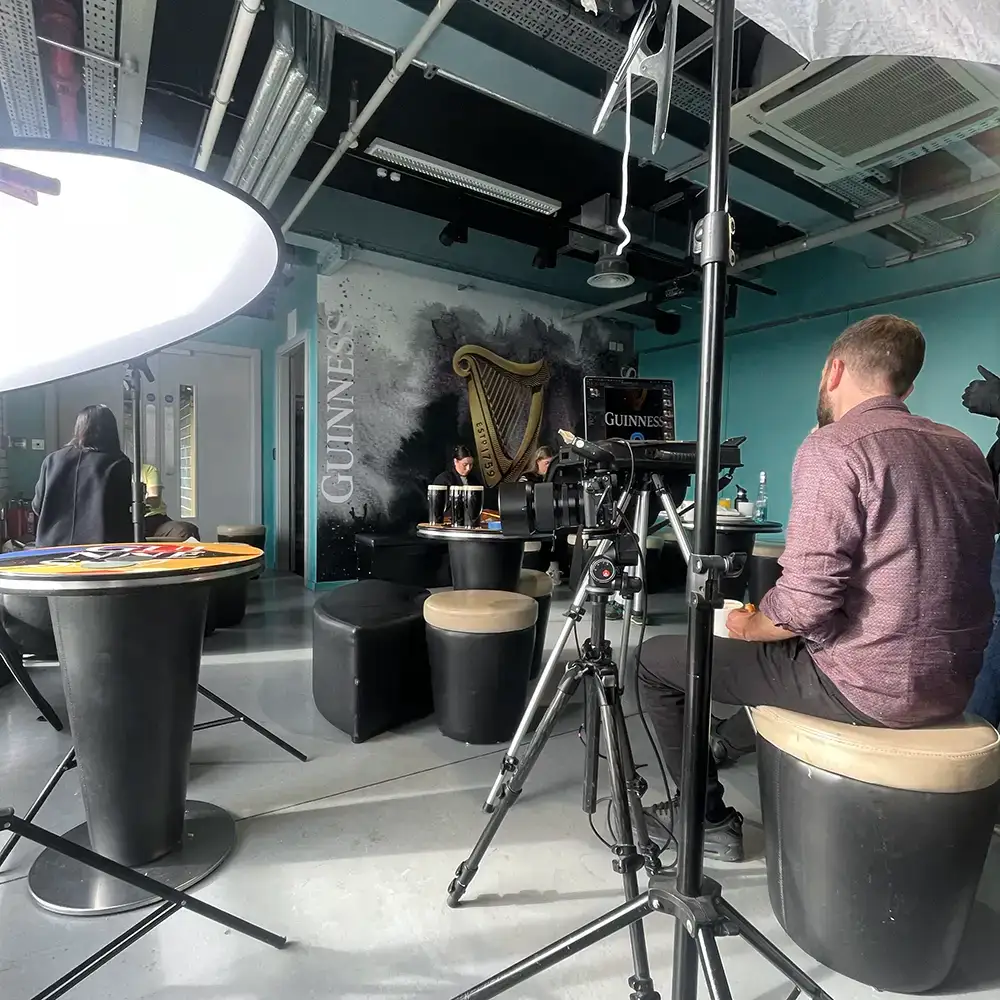 Lighting setup underway on a commercial shoot